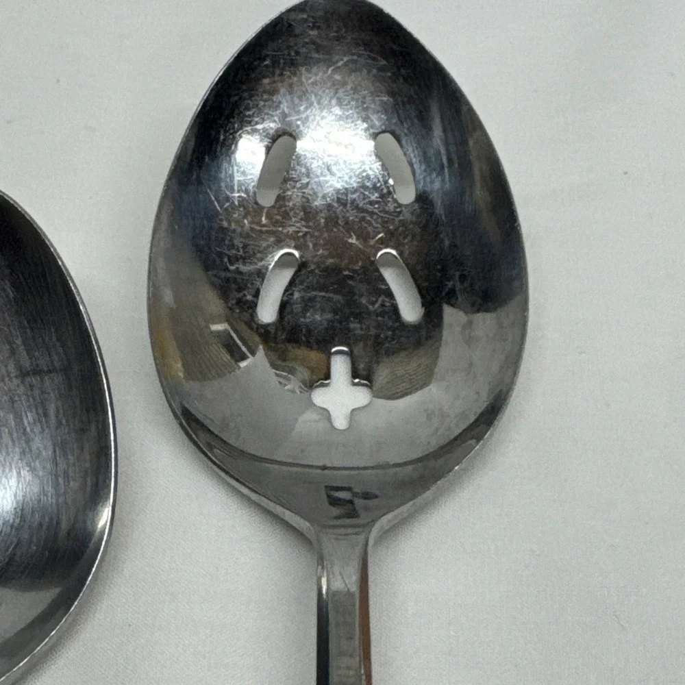 Creative Manor Spritely Rose Stainless Steel Japan Lot 2 Serving Spoons Slotted